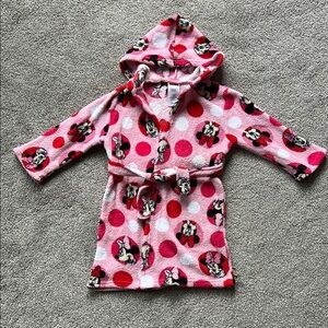 Disney Pink and Red Minnie Mouse Polka Dot Kids Robe
